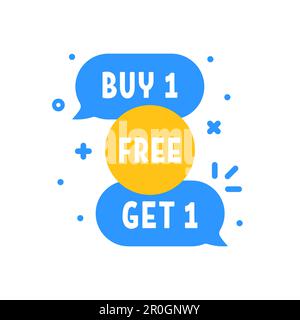 buy 1 get one free promotion bubbles Stock Vector