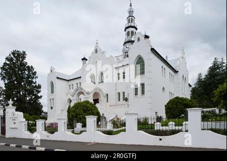 Dutch reformed church under clouded sky, Swellendam, Garden Route, South Africa, Africa Stock Photo