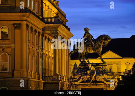 Buda Castle, Hungarian National Gallery and Court Theatre in the evening, Budapest, Hungary, Europe Stock Photo