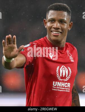 Nottingham, UK. 08th May, 2023. Danilo #28 of Nottingham Forest waves to the fans after the Premier League match Nottingham Forest vs Southampton at City Ground, Nottingham, United Kingdom, 8th May 2023 (Photo by Craig Thomas/News Images) in Nottingham, United Kingdom on 5/8/2023. (Photo by Craig Thomas/News Images/Sipa USA) Credit: Sipa USA/Alamy Live News Stock Photo