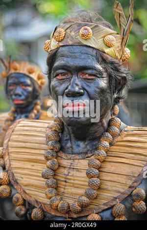 Man painted black at Ati Atihan festival, Kalibo, Aklan, Panay Island, Visayas, Philippines Stock Photo