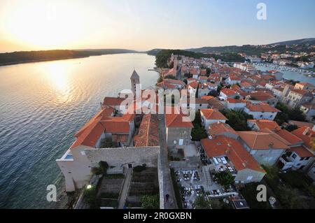 View from the tower of St. Andriji over the town of Rab, Rab Island, Kvarnen Gulf, Croatia Stock Photo