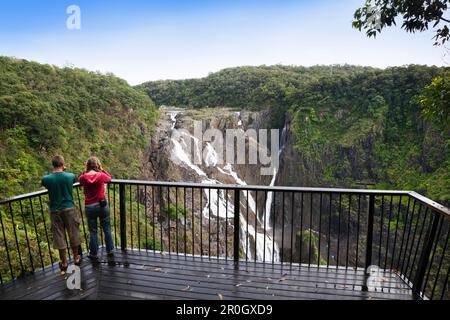 People on viewing platform at Barron Falls near Kuranda, Barron Gorge National Park, Queensland, Australia Stock Photo