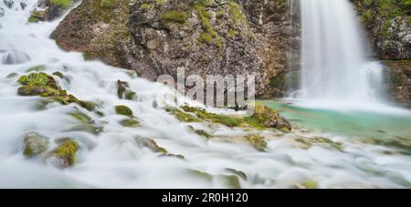 Waterfall in Vallesinella valley, Cascate di Vallesinella Alta, Brenta Adamello Nature Reserve, Madonna di Campiglio, Trentino, Italy Stock Photo