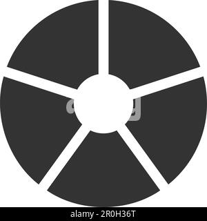 Donut or pie chart template. Circle shape divided on 5 equal parts. Wheel diagrams with eight sectors isolated on white background. Vector graphic illustration. Stock Vector