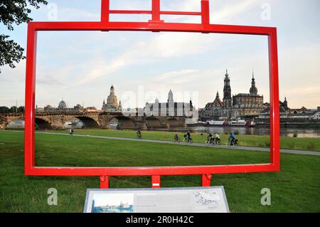Canaletto view onto the old town, Dresden, Saxony, Germany, Europe Stock Photo