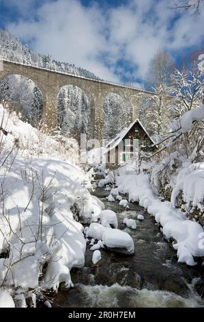 Railway bridge crossing the Ravenna Gorge, near Freiburg im Breisgau, Black Forest, Baden-Wuerttemberg, Germany Stock Photo