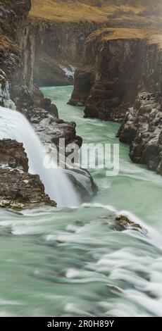 Gullfoss waterfall in the canyon of the Hvita river, South Iceland, Iceland Stock Photo