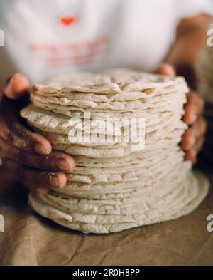 MEXICO, Sayulita, handmade tortillas, close-up Stock Photo