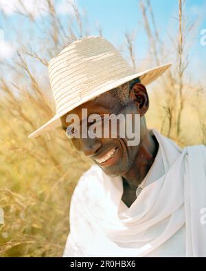 MADAGASCAR, mature man smiling, close-up, Betioky Stock Photo
