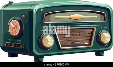 Analog boom box playing nostalgia on tape isolated Stock Vector