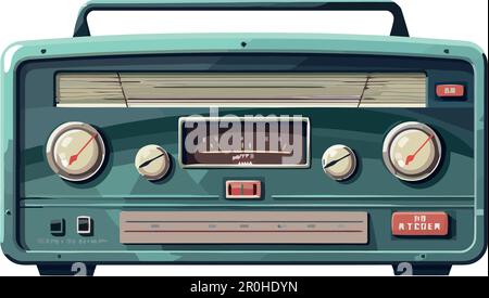 Old fashioned boom box playing analog audio cas te isolated Stock Vector