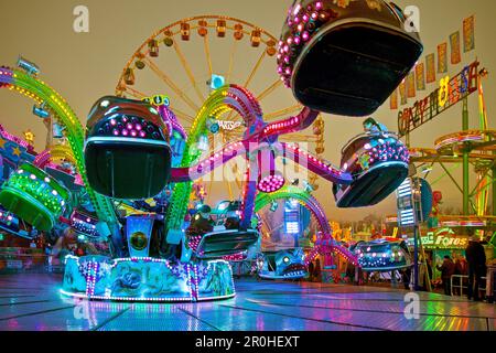 Palmkirmes, largest parish fair in spring in NRW at night, Germany, North Rhine-Westphalia, Ruhr Area, Recklinghausen Stock Photo