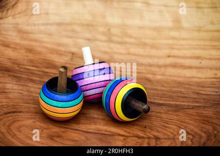 spinning top is a classic toy, Greece, Ionian Islands, Corfu Stock Photo