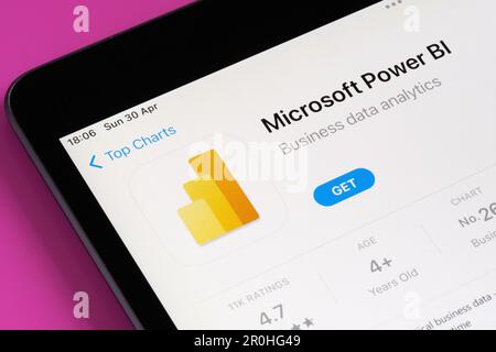 Microsoft Power BI application on Smartphone screen. Power BI is a ...