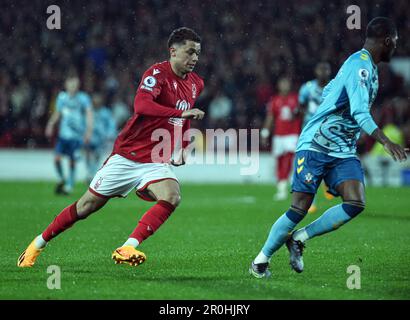 The City Ground, Nottingham, UK. 8th May, 2023. Premier League Football, Nottingham Forest versus Southampton; Brennan Johnson of Nottingham Forest Credit: Action Plus Sports/Alamy Live News Stock Photo