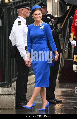 London, England. UK.  06 May, 2023.  Crown Princess Victoria of Sweden attends the Coronation of King Charles III and Queen Camilla at Westminster Abb Stock Photo