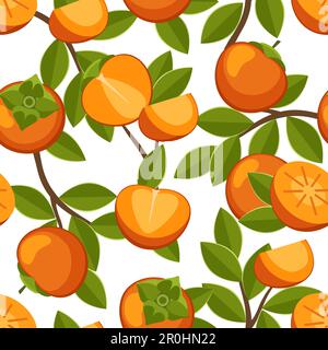 Persimmon seamless pattern Stock Vector