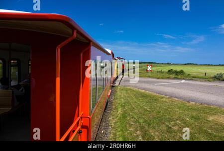 Island train, Langeoog Island, North Sea, East Frisian Islands, East Frisia, Lower Saxony, Germany, Europe Stock Photo