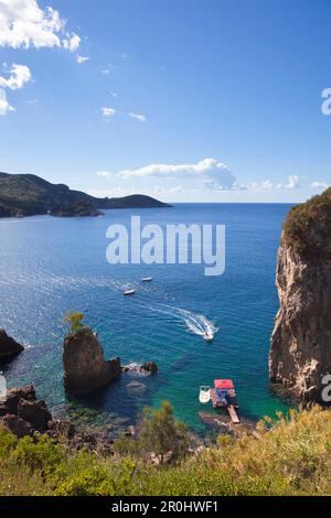 La Grotta Bay, near Paleokastritsa, Corfu island, Ionian islands, Greece Stock Photo