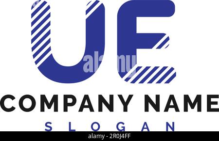 Creative black letter UE u e logo with leading lines and road concept ...