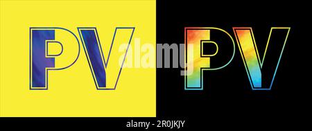 Unique PV letter logo Icon vector template. Premium stylish alphabet logo design for corporate business Stock Vector