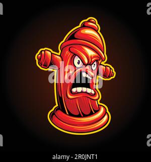 Screaming hydrant pillar rescue gear logo illustrations vector for your work logo, merchandise t-shirt, stickers and label designs, poster, greeting c Stock Vector