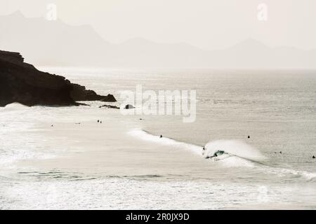 surfer, Playa del Viejo Rey, La Pared, Fuerteventura, Canary Islands, Spain Stock Photo