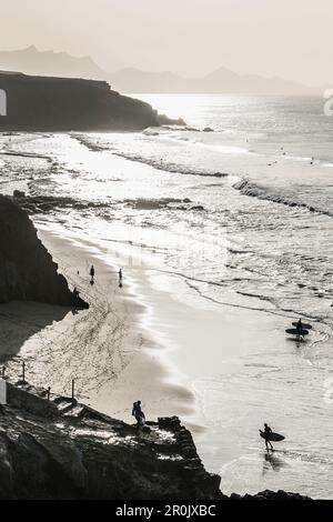 Surfer, Playa del Viejo Rey, La Pared, Fuerteventura, Canary Islands, Spain Stock Photo