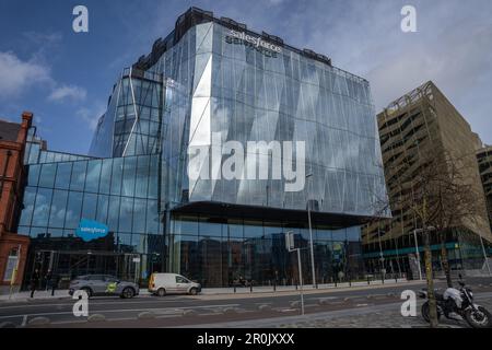 Dublin Docklands, Dublin 1, Ireland, 29th March 2023. Salesforce Tower Dublin Glass Office block Stock Photo