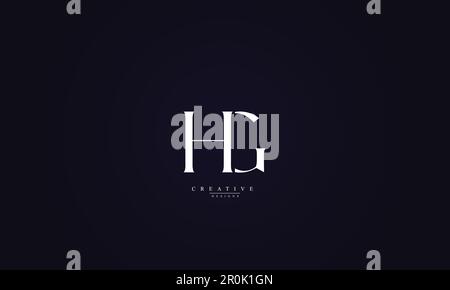 GH Artistic Letter Logo Design with Creative Serif Font in Black and ...