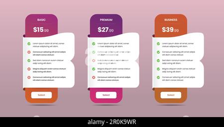 Modern professional business subscription pricing plans comparison with abstract gradient shapes Stock Vector