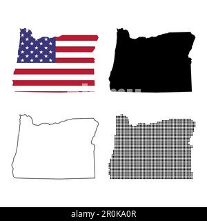 Set of Oregon map, united states of america. Flat concept symbol vector illustration . Stock Vector
