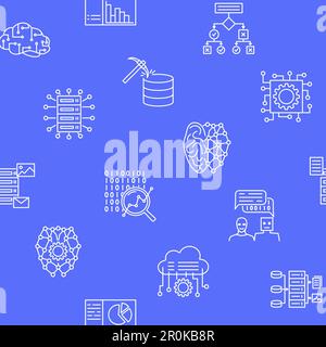 Neural network and automated systems seamless pattern in line style. Vector illustration. Stock Vector