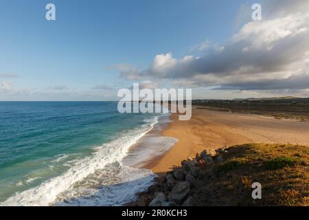 coastline and beach, Cabo de Trafalgar near Los Canos de Meca near Vejer de la Frontera, Costa de la Luz, Atlantic Ocean, Cadiz province, Andalucia, S Stock Photo