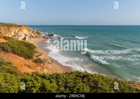 Cala Tio Juan Medina, bay and beach, Calas de Roche, near Conil, Costa de la Luz, Atlantic Ocean, Cadiz province, Andalucia, Spain, Europe Stock Photo