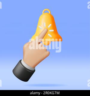 3D Finger Click the Bell Subscribe Icon Stock Vector