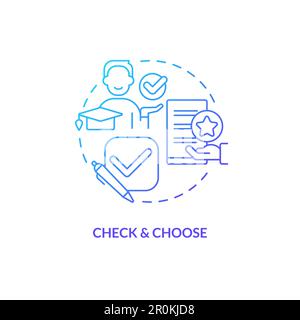 Check and choose blue gradient concept icon Stock Vector