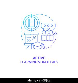 Active learning strategy blue gradient concept icon Stock Vector