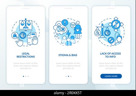 Pro choice barriers blue onboarding mobile app screen Stock Vector