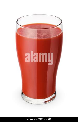Tomato juice glass isolated on white background with clipping path. Stock Photo