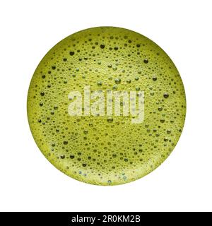 Inside part of Matcha green tea cup isolated on white background. Top view. Stock Photo