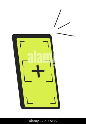 Taking photo with phone flat line color isolated vector object Stock Vector