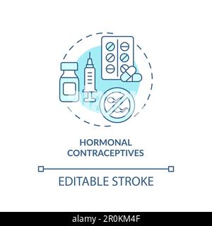 Hormonal contraceptives turquoise concept icon Stock Vector