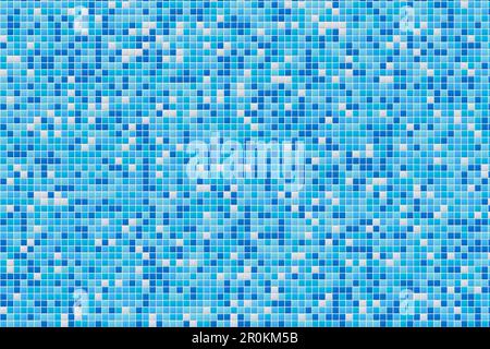 White blue tile bathroom or swimming pool mosaic. Blue tile wall or floor background. Stock Photo