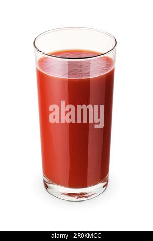 Tomato juice glass isolated on white background with clipping path. Stock Photo