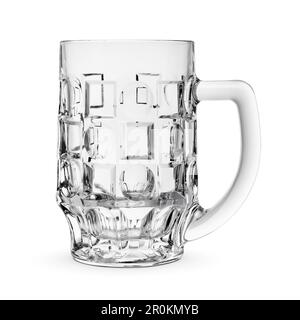Empty glass beer stein isolated on white background. Stock Photo