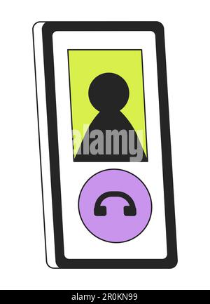 Phone display with decline button flat line color isolated vector object Stock Vector