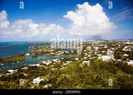 BERMUDA. Southampton Parish. View of homes and coast from the Gibb's Hill Lighthouse in Southampton. Stock Photo