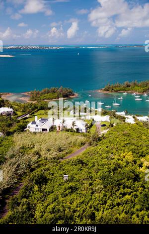 BERMUDA. Southampton Parish. View of homes and coast from the Gibb's Hill Lighthouse in Southampton. Stock Photo